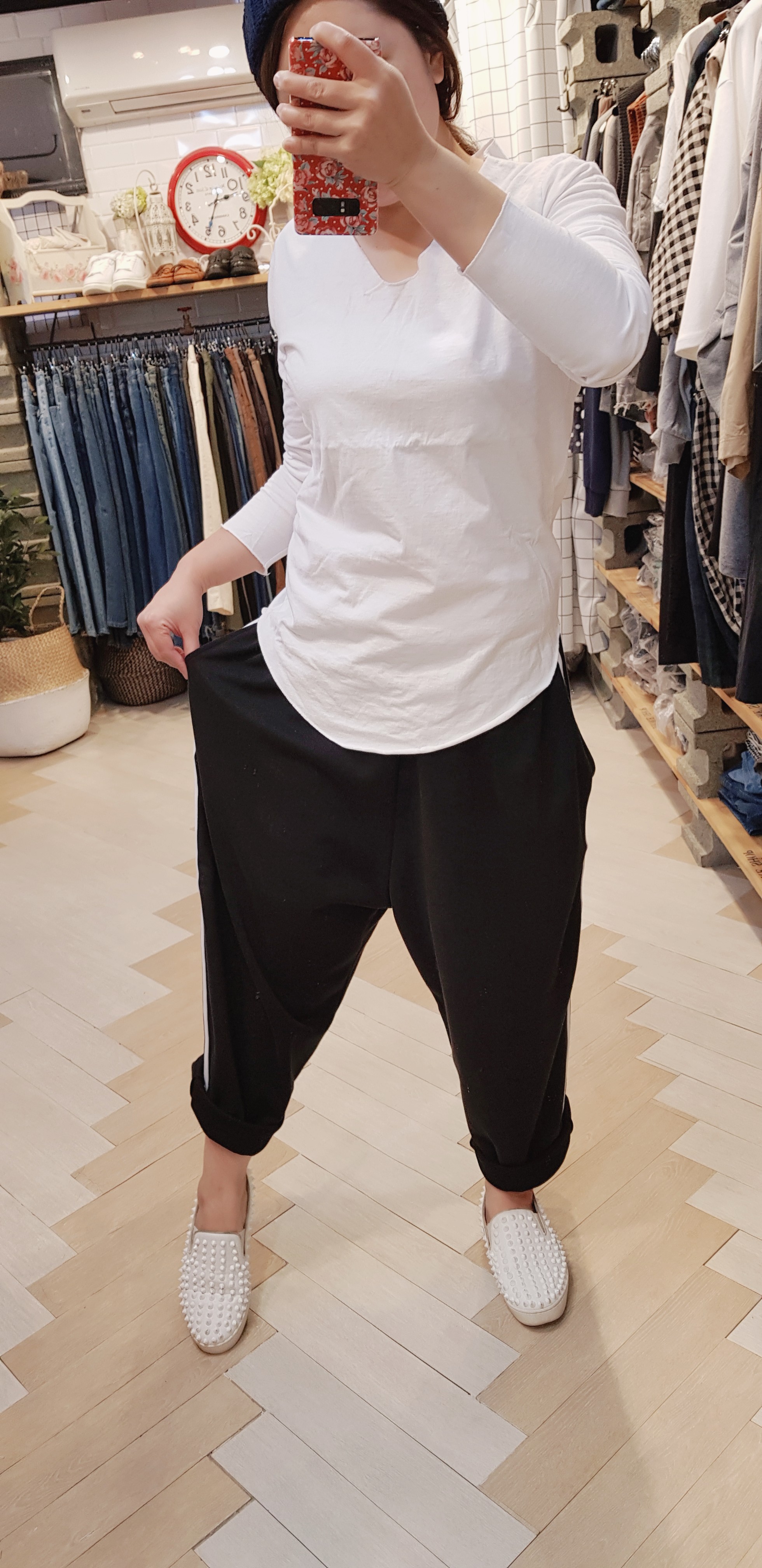 와이드한 루즈핏 봄,가을 면 배기트레이닝 - 상세 이미지 4