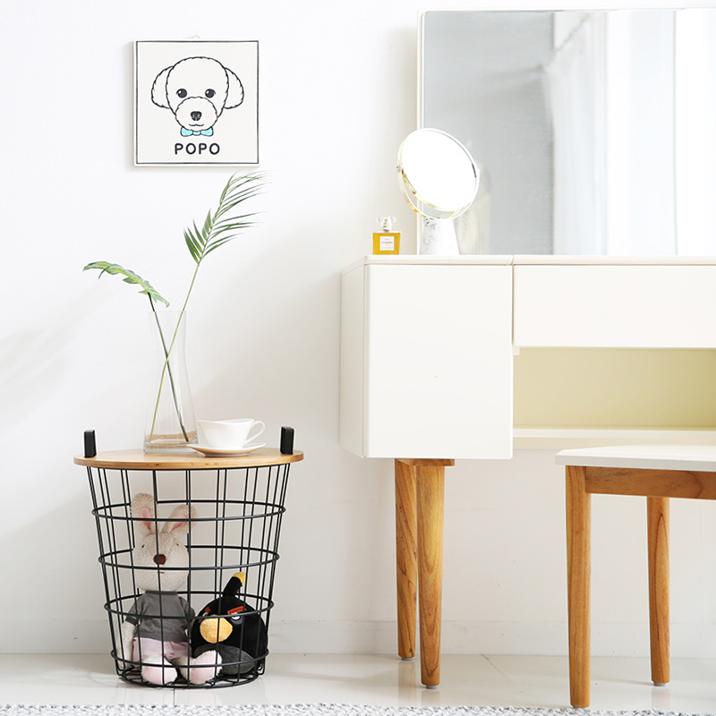 카보 원형 철제바구니 스텐 정리 바스켓 쇼파 거실 원목 커피 간이테이블