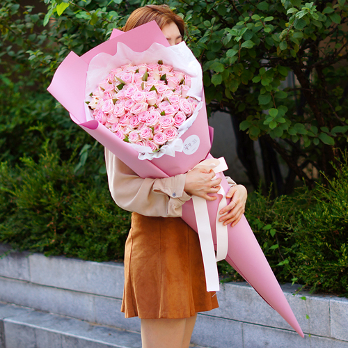 핑크 장미100송이 50송이 대형 꽃다발 대왕 자이언트 당일 배달