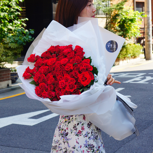 장미 100송이 50송이 대형꽃다발 졸업식꽃 프로포즈 생일꽃선물 전국 꽃배달 - 상세 이미지 3