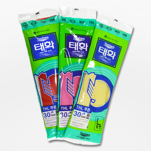 태화 고무장갑 꽃밴 L 핑크 레드 아이보리 - 메인 이미지