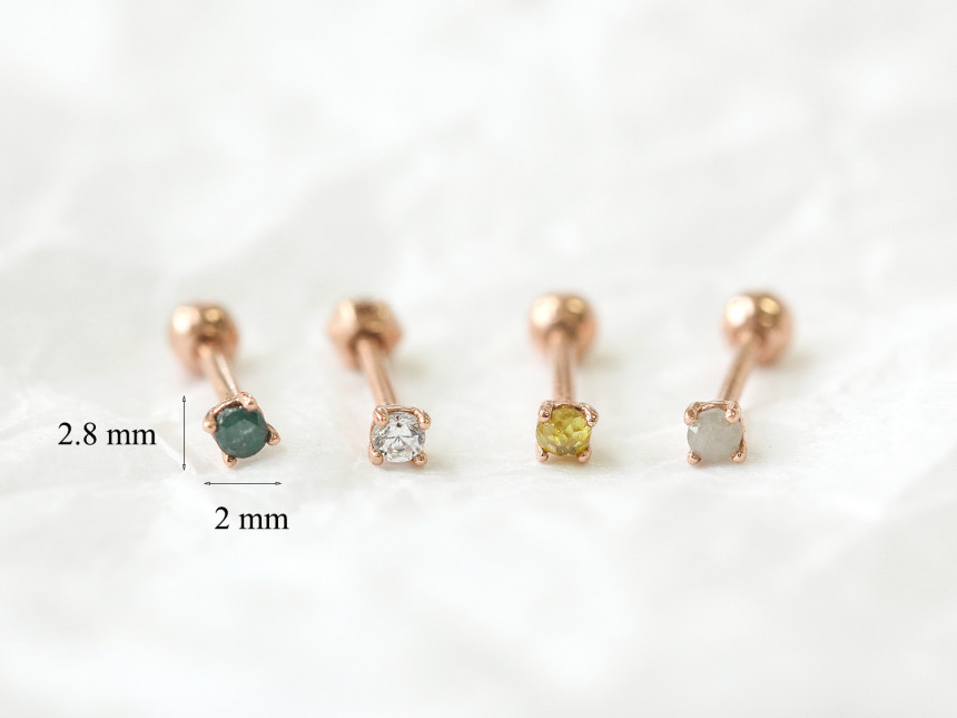 14k 러프다이아 피어싱 2mm