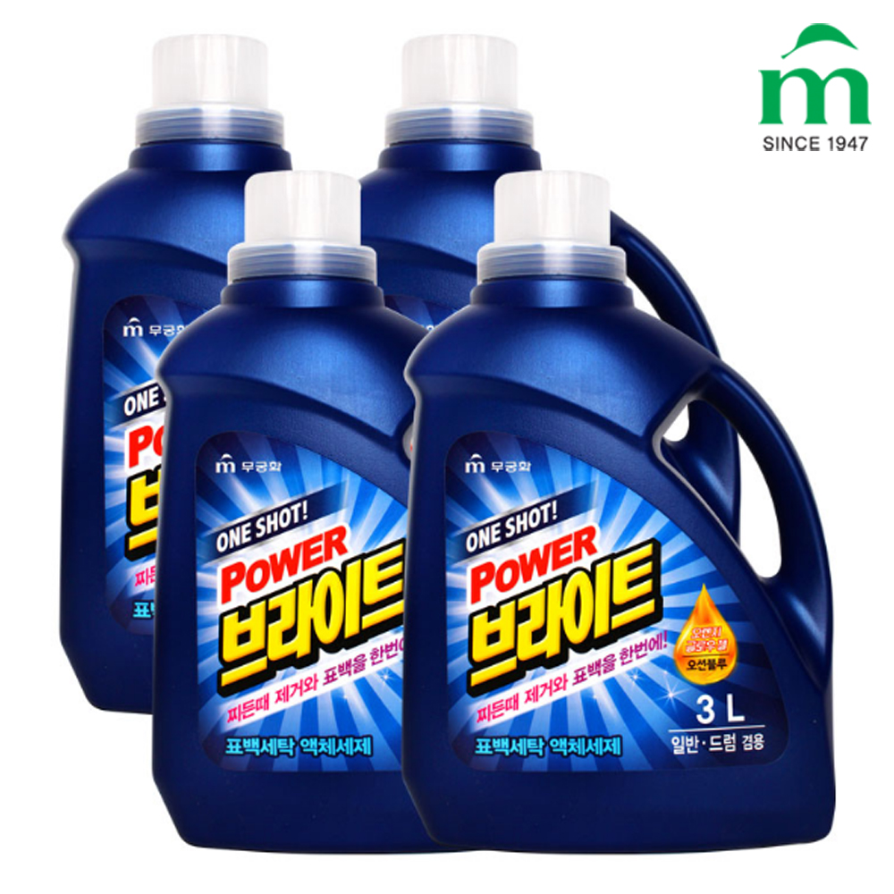 무궁화 원샷 파워 브라이트 액체세제 3Lx4개 세탁세제 물비누 일반세탁기 드럼세탁기 겸용 - 상품 이미지