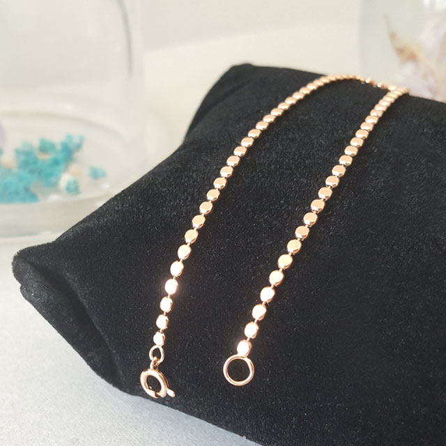 14k 18k 금 납작 볼 레이어드 심플 체인 팔찌