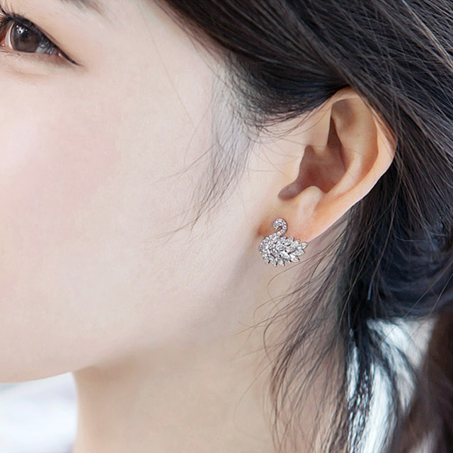 화이트 스완 백조 귀걸이 - 상세 이미지 5