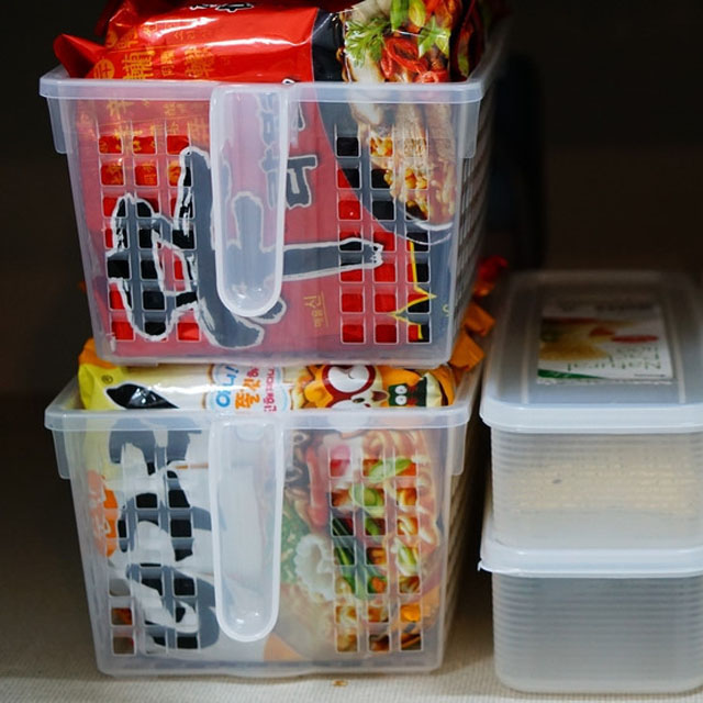 펀칭 손잡이 정리 수납 바구니 화이트(S)