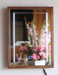 LED 화장대 사각거울 300_400 브라운