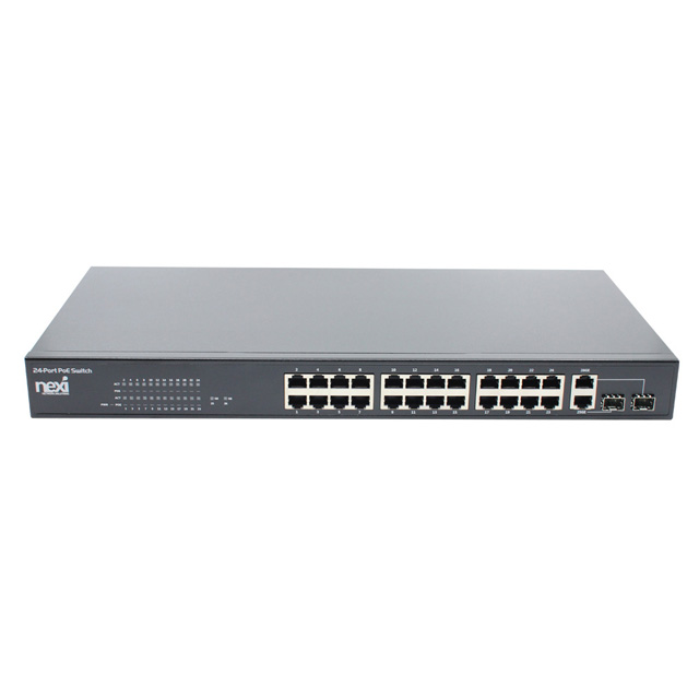 넥시POE 스위칭허브 24포트 350W 업링크 SFP 2포트 이중모드 브라켓 볼드 - 상세 이미지 2