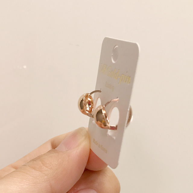 14K 골드핀 핑크골드볼 금침 원터치귀걸이 - 상세 이미지 4