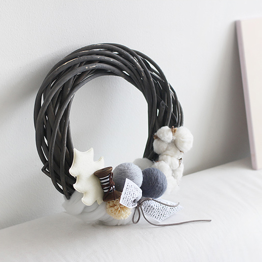 목화솜 크리스마스 리스 인테리어 조화리스 가랜드