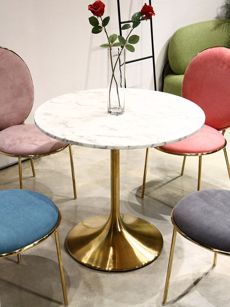 잉그리드 4인용 미니 세라믹 골드 원형 카페 식탁 테이블 800 SL026