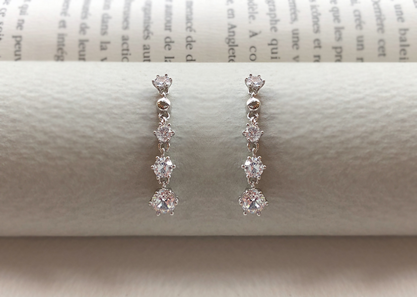 (무배/은침) 은침 샤이닝 큐빅 드롭귀걸이 이미지 8