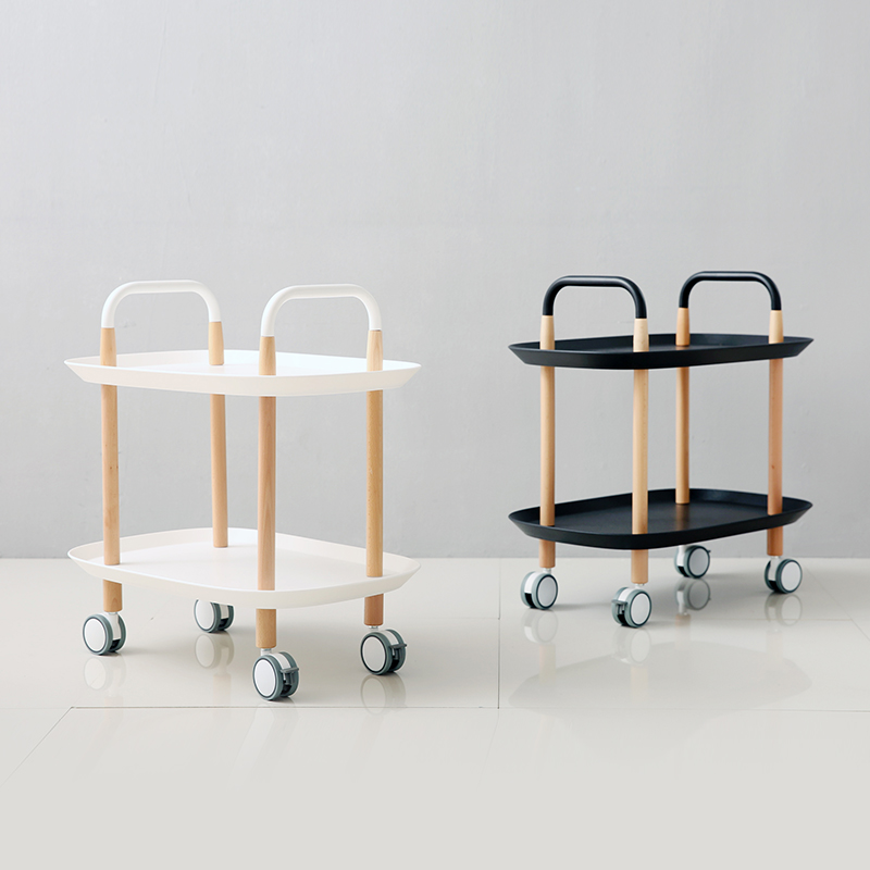 마일드 이동식 트롤리 수납함 틈새 원목 2단 모던하우스 주방 거실 카트