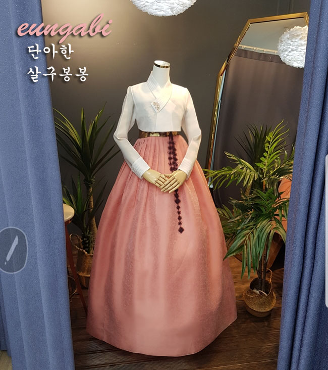[한복대여] 단아한 살구봉봉 세트 여성 하객 결혼식 한복 - 상세 이미지 2