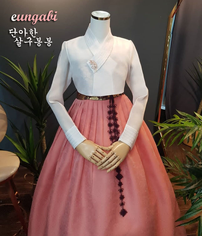 [한복대여] 단아한 살구봉봉 세트 여성 하객 결혼식 한복 - 상품 이미지