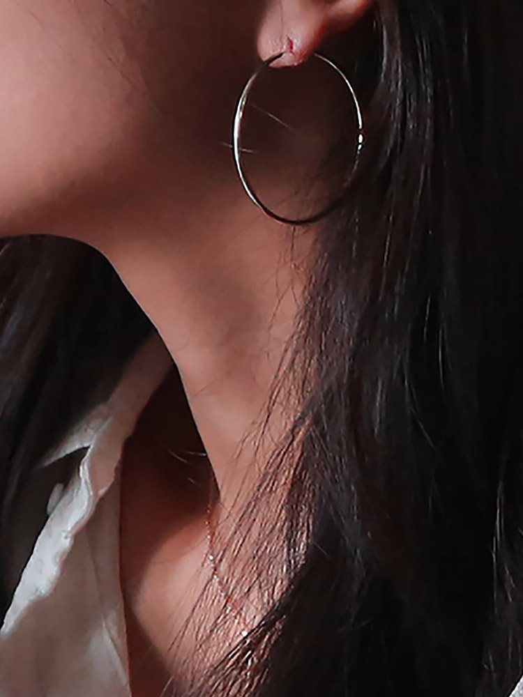 92.5 silver 4cm 후프형 실버 은 링 귀걸이 - 상품 이미지