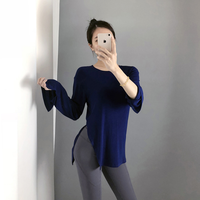 슬림 커버업 긴팔티 필라테스 요가복 필라테스복 상의 운동복 티셔츠 - 상세 이미지 3