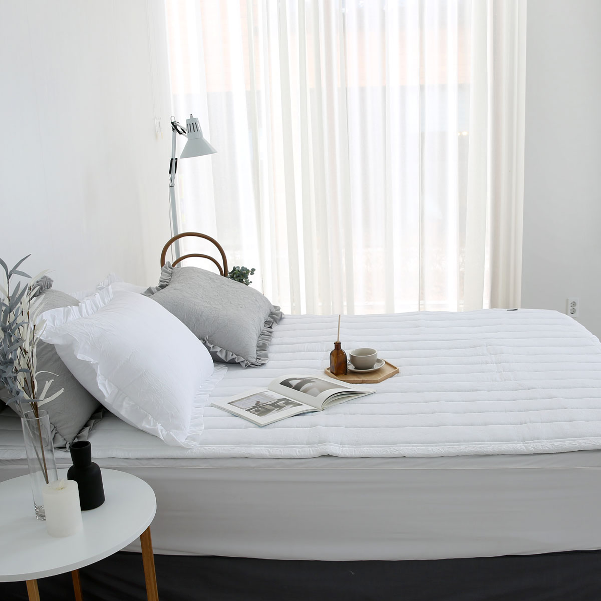 이불패드 패밀리 침대패드 겸 이불 크리즈 알러지케어 고정밴드 Q