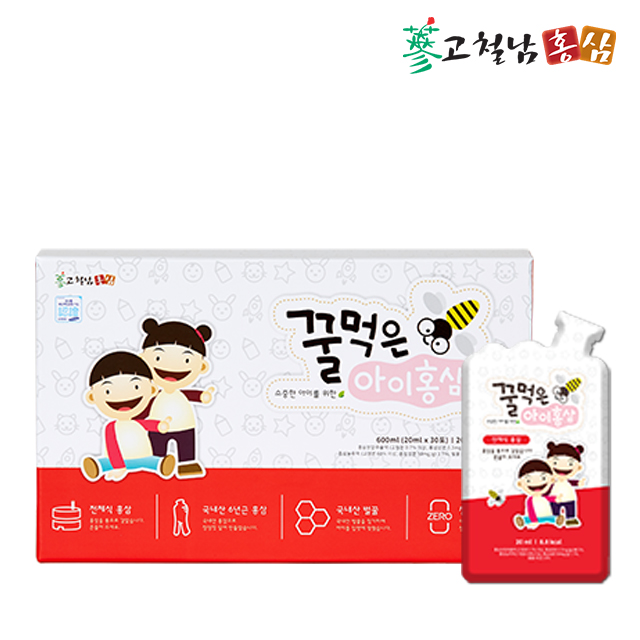 어린이 전체식 홍삼 꿀먹은 아이홍삼 6년근 키즈 유아 30포, 2개 - 상세 이미지 3
