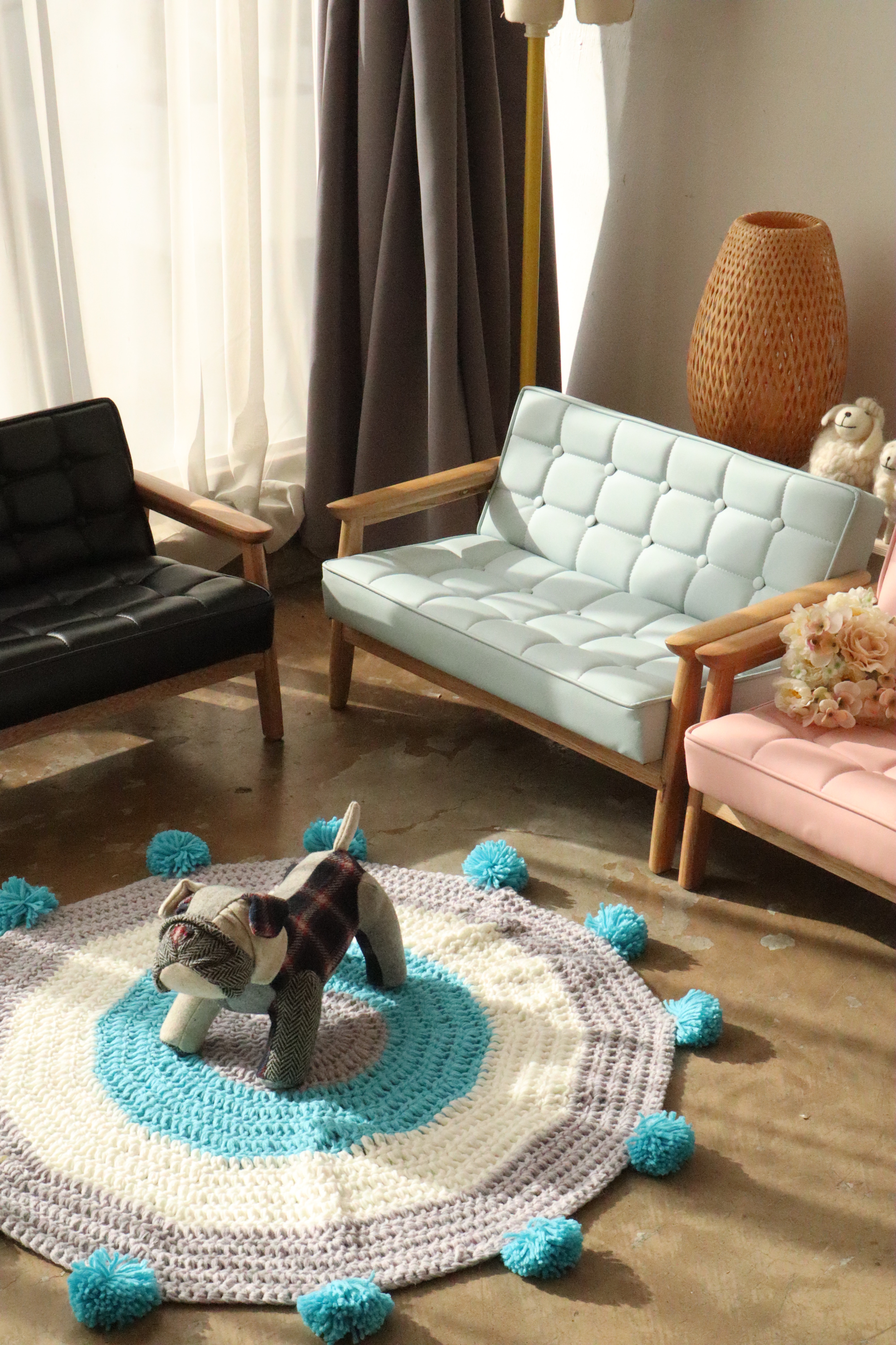 원목 가죽 유아쇼파 솜사탕 쇼파 ( 2size, 3color)