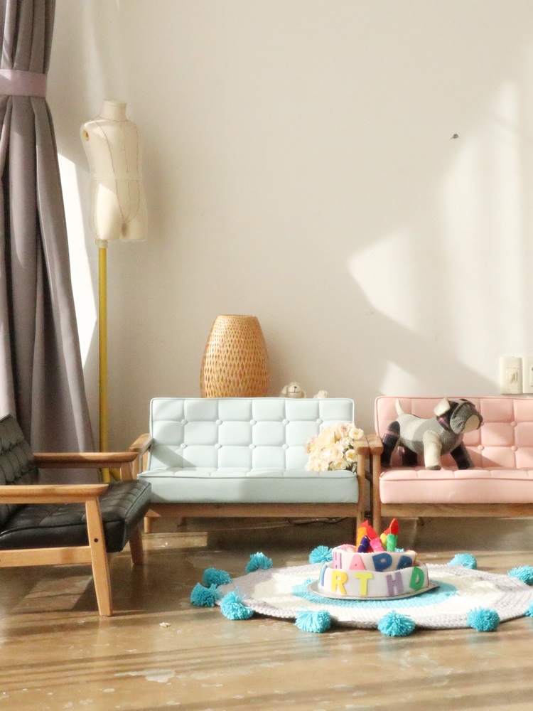 원목 가죽 유아쇼파 솜사탕 쇼파 ( 2size, 3color)