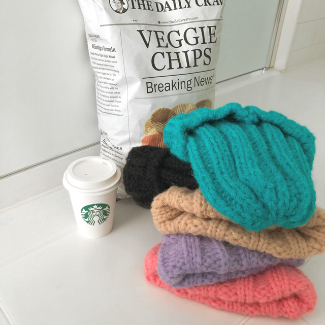 귀여운 네온 알파카 꽈배기 짜임 두꺼운 비니