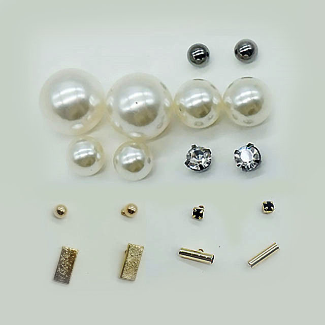 심플 데일리 기본 면접 미니귀걸이 큐빅 진주 은침 - 상품 이미지