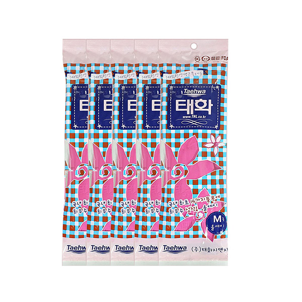 [태화] 태화고무장갑 / 올에이(중) X5개 묶음 - 상품 이미지