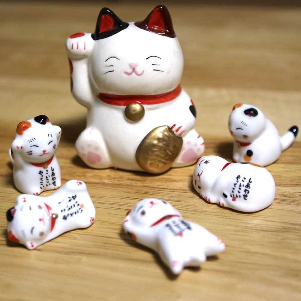 고양이 일본어도자기인형 수저받침 5종세트 - 상세 이미지 2