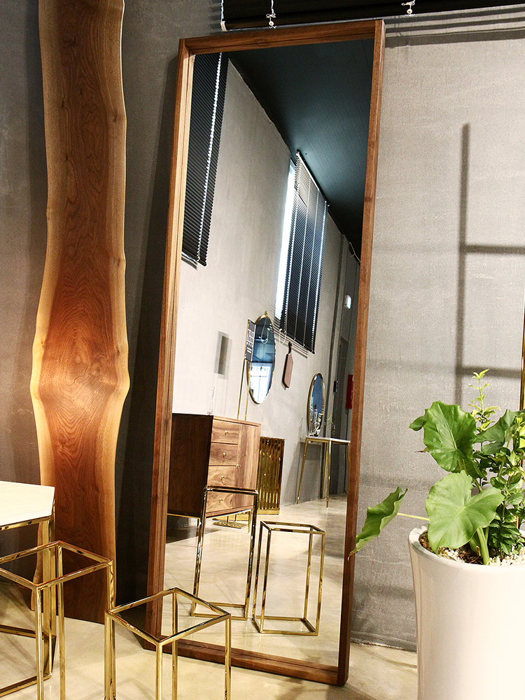 월넛 원목 스퀘어 와이드 전신거울 인테리어 현관 스탠드 거울 W600 CL276