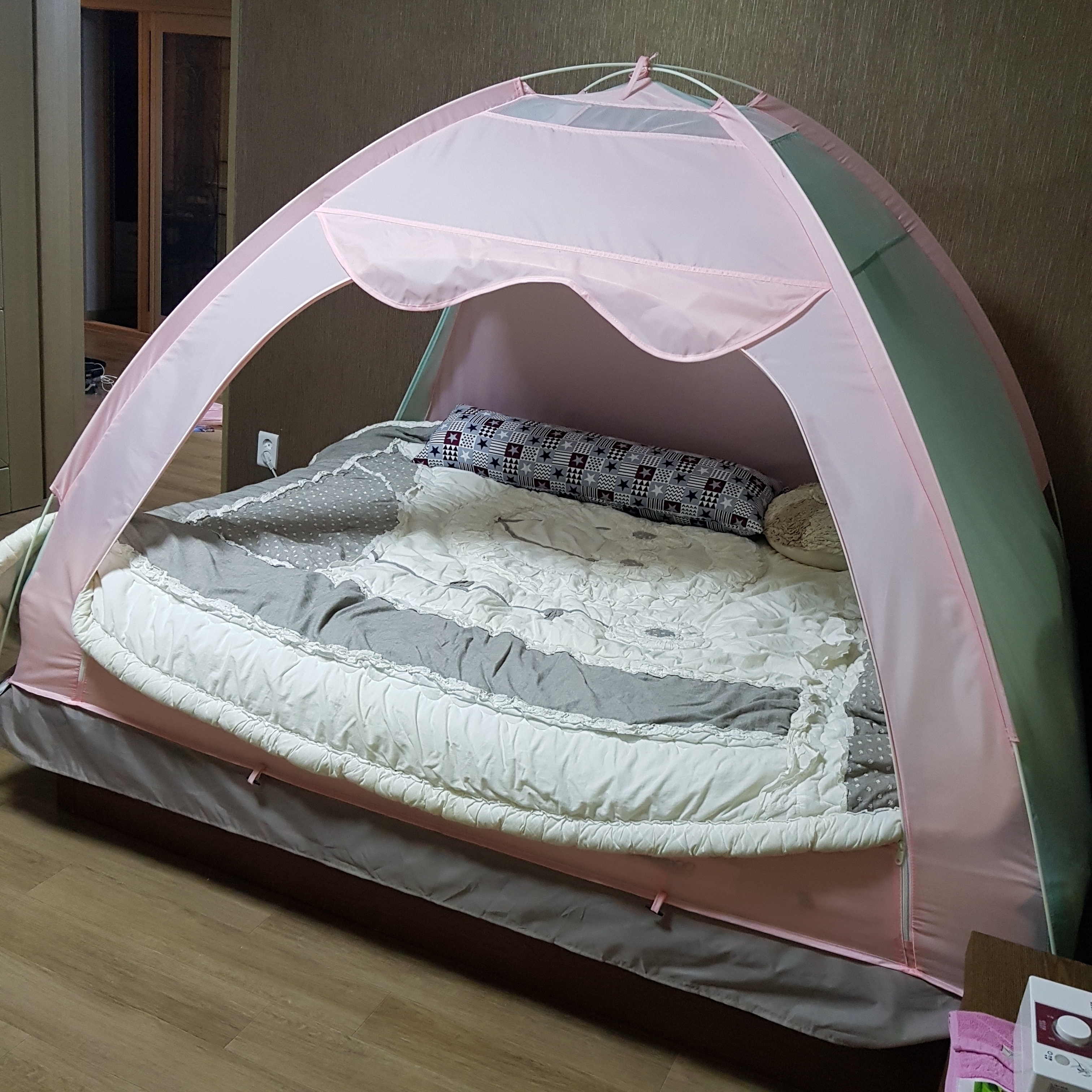 산토초이 난방텐트 침대텐트 실내텐트 방한 원터치 보온 1인용 싱글 1-2인용