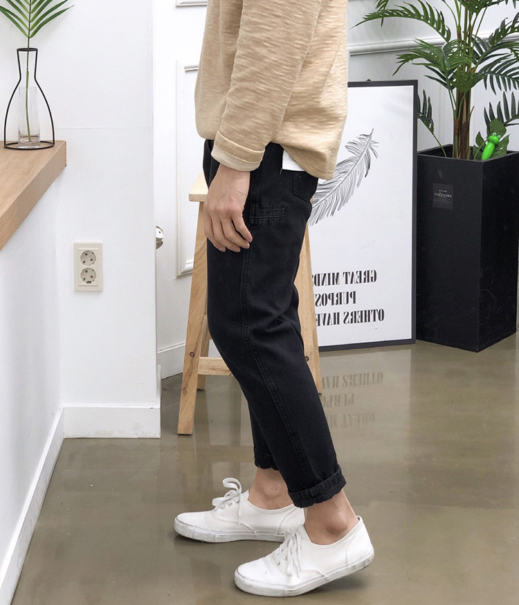 남자 면바지 빅사이즈 반밴딩 슬림 테이퍼드핏 치노팬츠 ( 봄 가을 겨울 ) 이미지 8