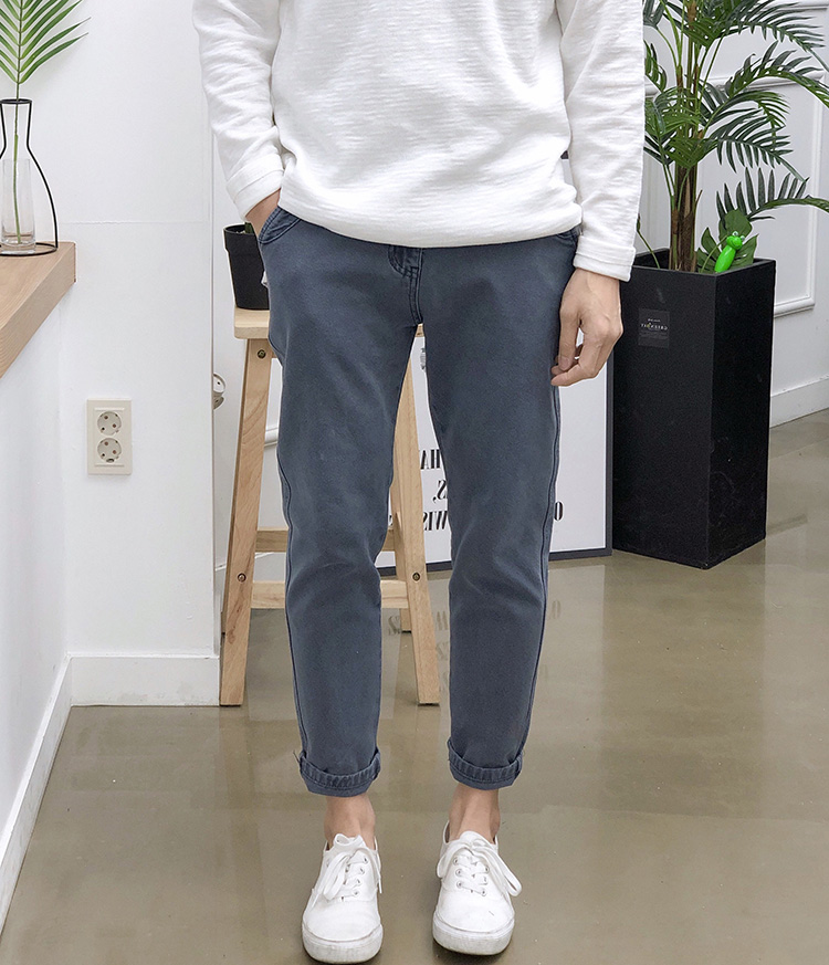 남자 면바지 빅사이즈 반밴딩 슬림 테이퍼드핏 치노팬츠 ( 봄 가을 겨울 )