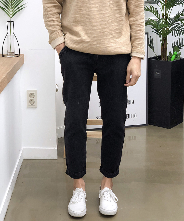 남자 면바지 빅사이즈 반밴딩 슬림 테이퍼드핏 치노팬츠 ( 봄 가을 겨울 ) 이미지 6