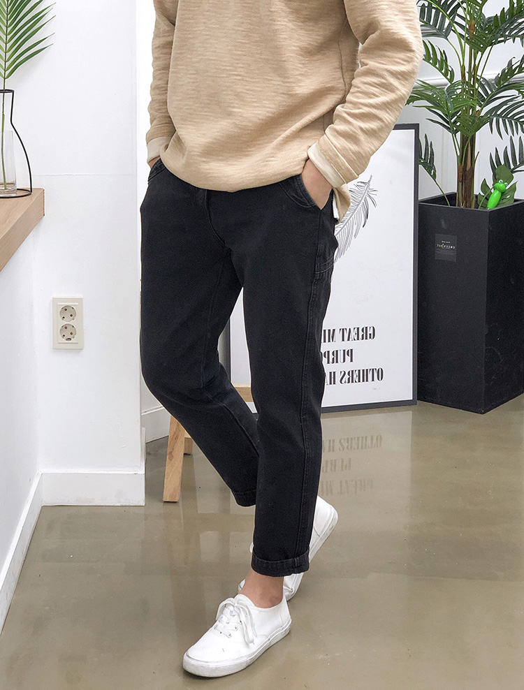 남자 면바지 빅사이즈 반밴딩 슬림 테이퍼드핏 치노팬츠 ( 봄 가을 겨울 ) 이미지 7