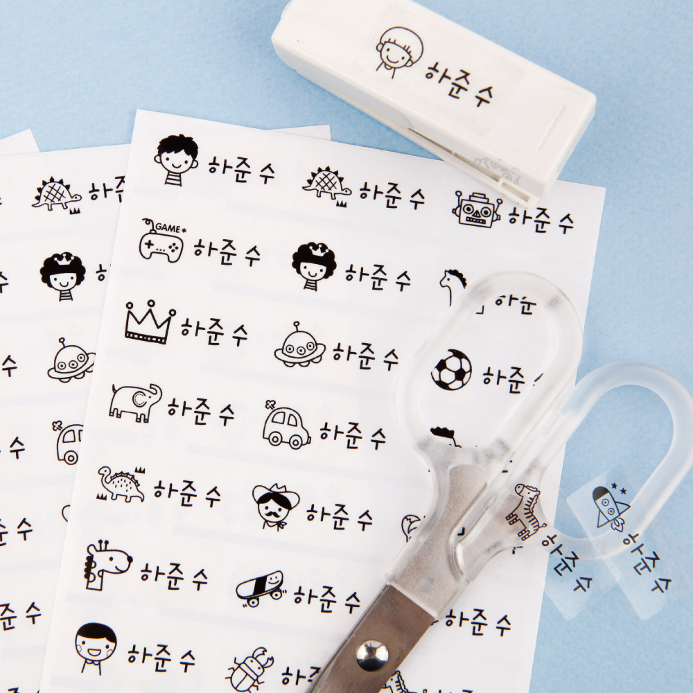 네임스티커 방수 이름스티커 어린이집 이름표스티커 플레인 투명중형 M01 한글1 이미지 3