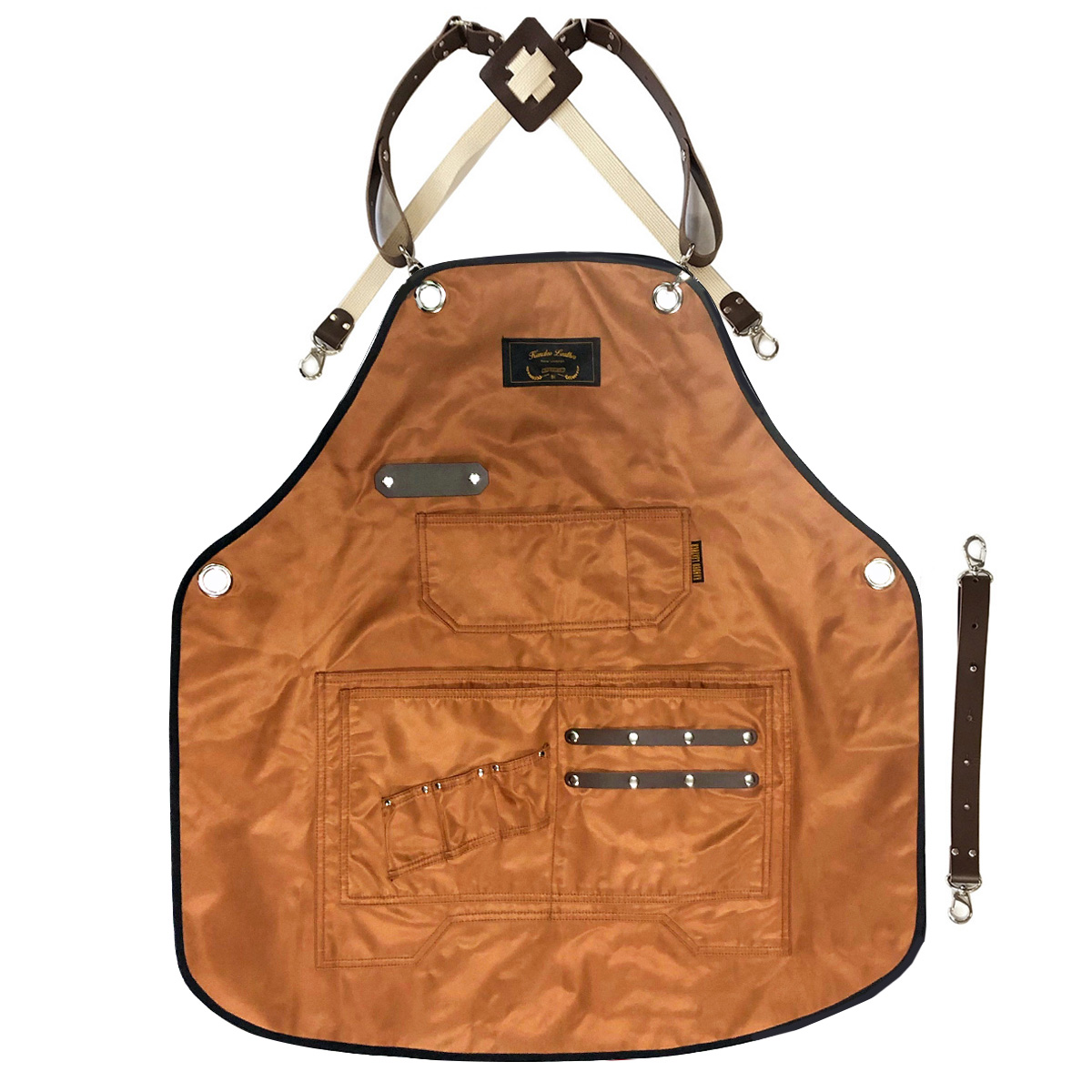 칸데오레더  레인져 시엔나브라운 공방 미용실 카페 미용사 바리스타 앞치마 제작 가죽 방수앞치마