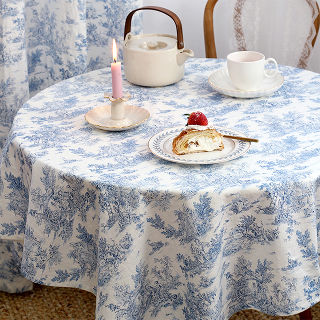 모네의 정원 린넨 식탁보 테이블보 홈카페 파티 집들이 프렌치 집들이 블루 95X110cm