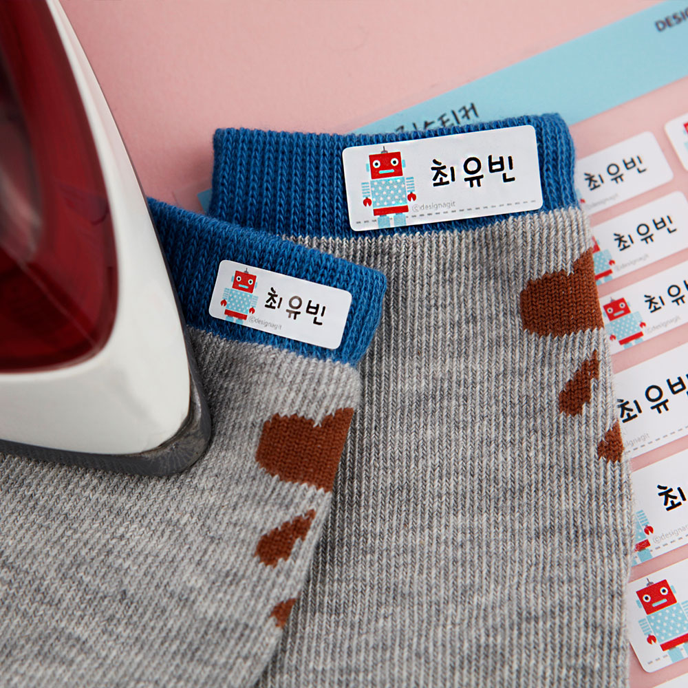 의류용/슈즈용 네임스티커 화이트스티치 혼합형