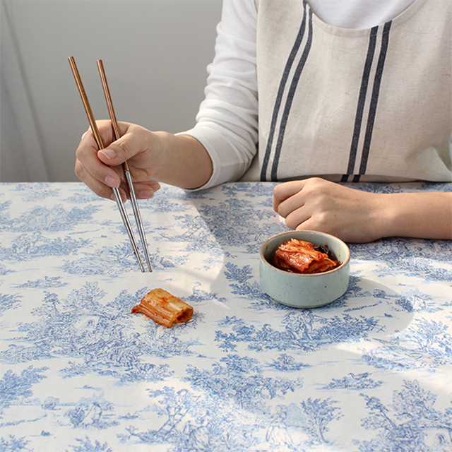 모네의 정원 린넨 식탁보 테이블보 홈카페 파티 집들이 프렌치 집들이 블루 95X110cm