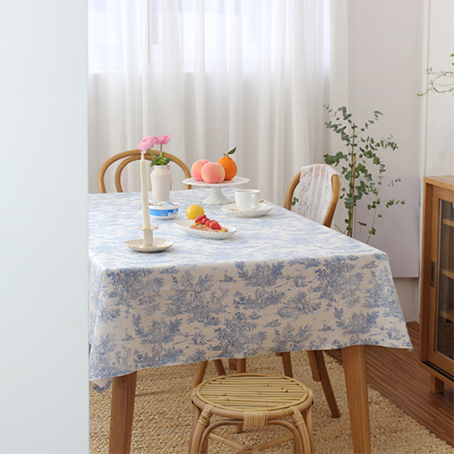 모네의 정원 린넨 식탁보 테이블보 홈카페 파티 집들이 프렌치 집들이 블루 95X110cm