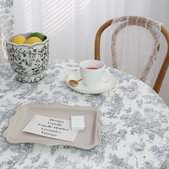 모네의 정원 린넨 식탁보 테이블보 홈카페 파티 집들이 프렌치 집들이 블루 95X110cm