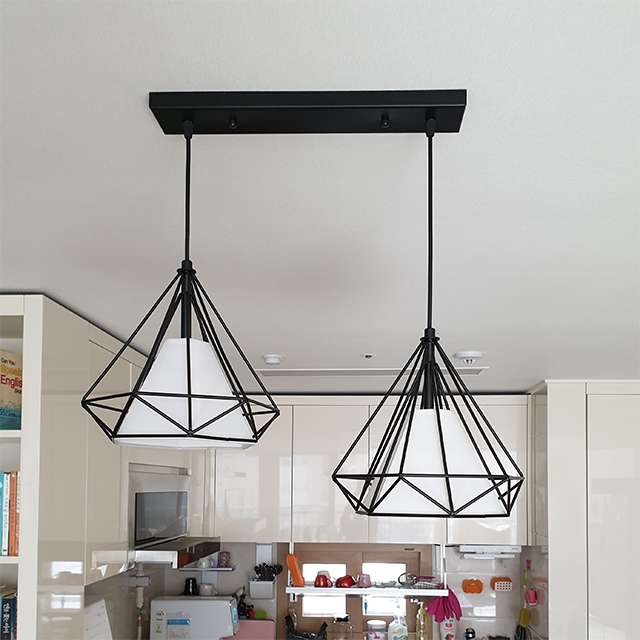 다이아 2등 펜던트 조명 LED 식탁등 식탁조명 블랙