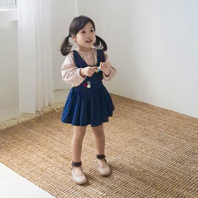 티나멜빵스커트 속바지결합 여아 아동 브라운 보통핏 면 - 상세 이미지 2