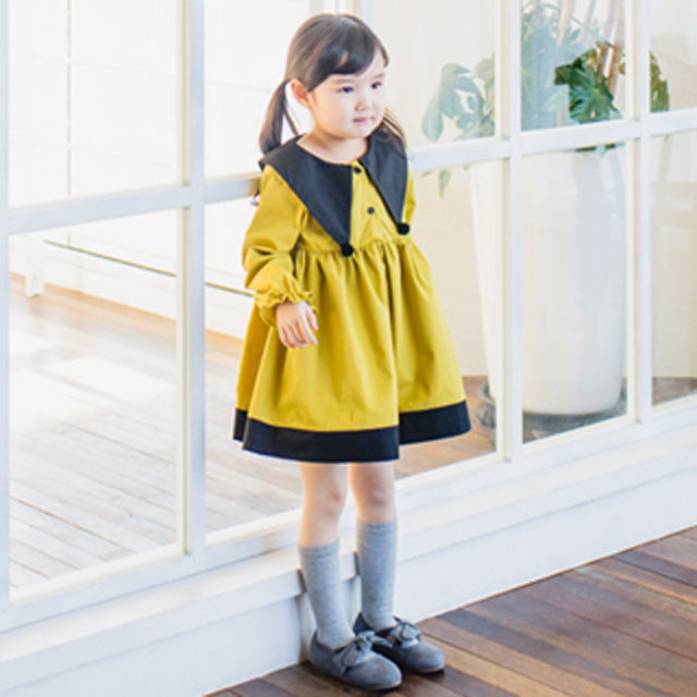오즈마원피스 봄가을 여아 아동 보통핏 옐로우 면