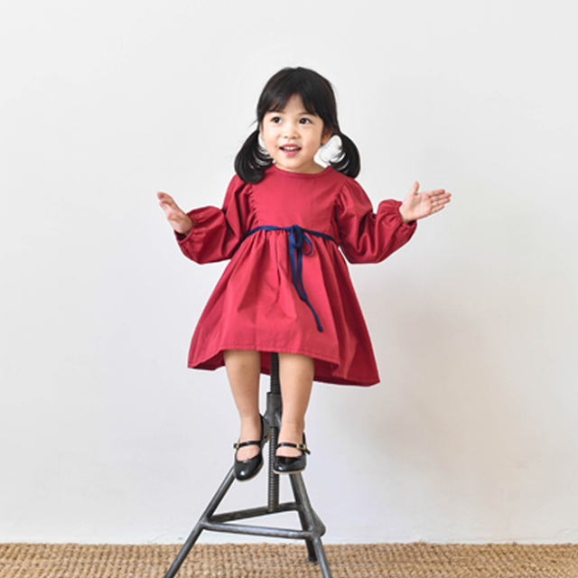 이안원피스 여아 아동 보통핏 레드 진청 면