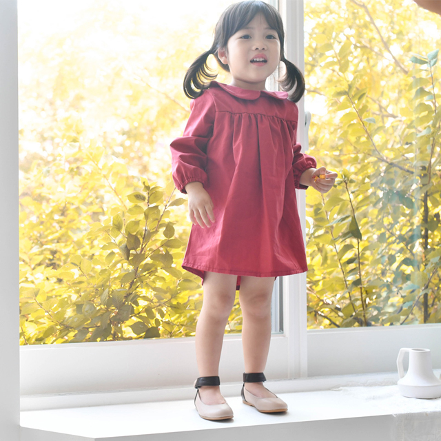 제제원피스 긴팔 여아 아동 보통핏 레드 진청 면