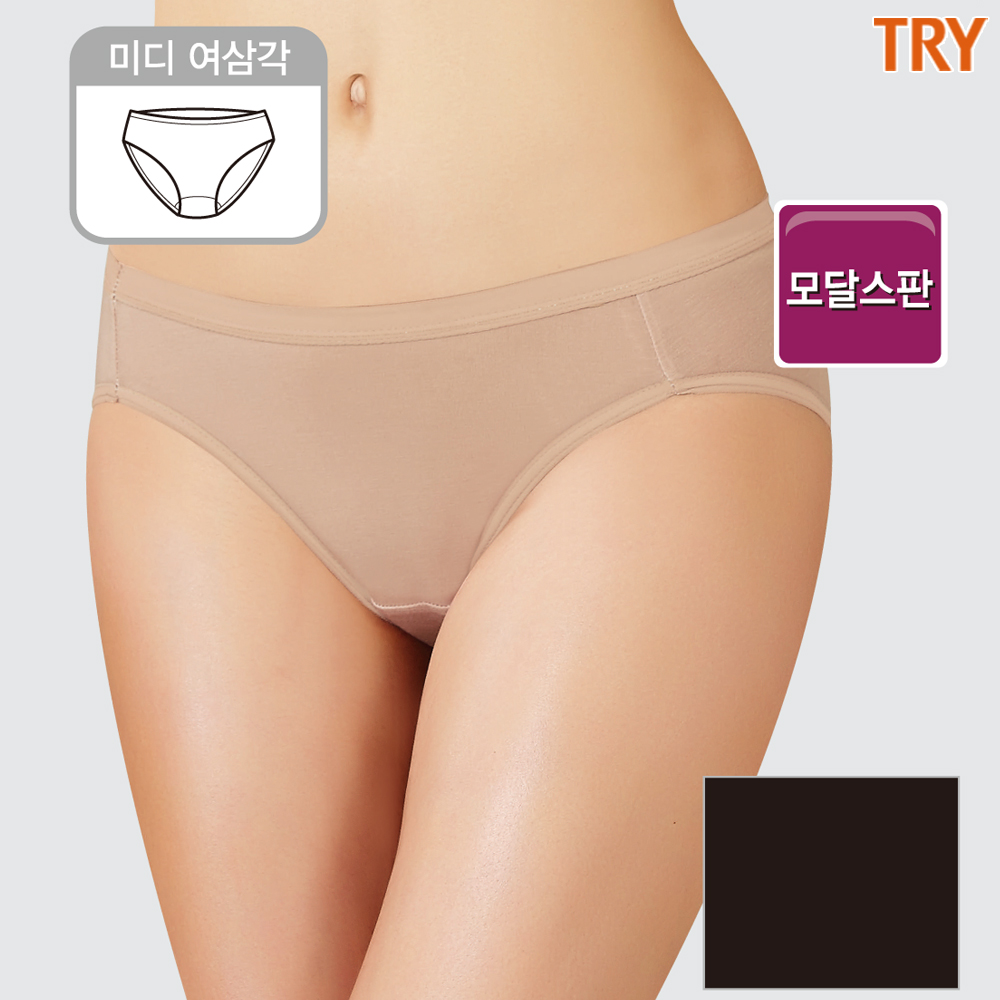 트라이 여성팬티 여자팬티 모달스판 미디 여삼각 B82 3매입 - 메인 이미지
