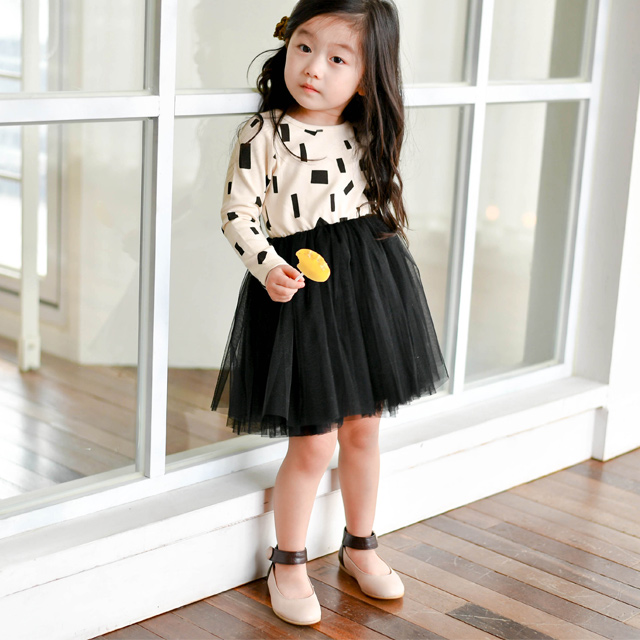 나미튜튜원피스 여아 아동 사각도트 보통핏