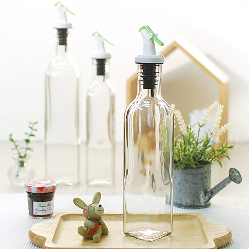 아트웨어 사각 큐비 유리 원터치 소스병 오일병 2P 세트 250ml / 500ml - 메인 이미지
